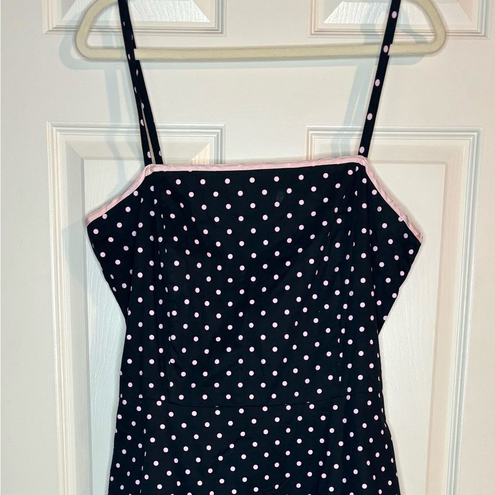 Retro 50’s Style Flair Skirt, Black with Pink Polka Dots Dress Size 2XL